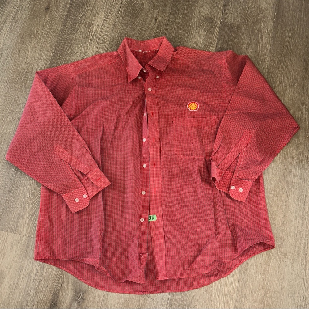 Shell embroidered long sleeve button up